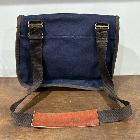 Duluth Pack Field Satchel Blue Canvas Brown Leather Trim Messenger‎ Crossbody - Picture 4 of 11